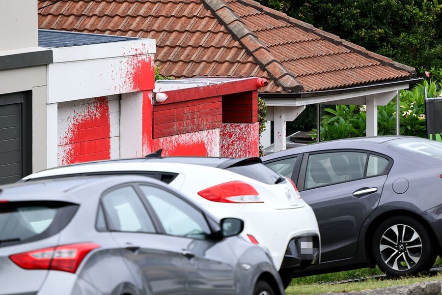 Red paint splashed on the former home of an Australian Jewish leader in Dover Heights, Sydney